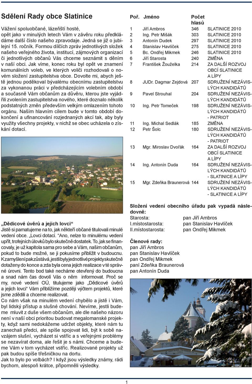 Jak víme, konec roku byl opět ve znamení komunálních voleb, ve kterých voliči rozhodovali o novém složení zastupitelstva obce.