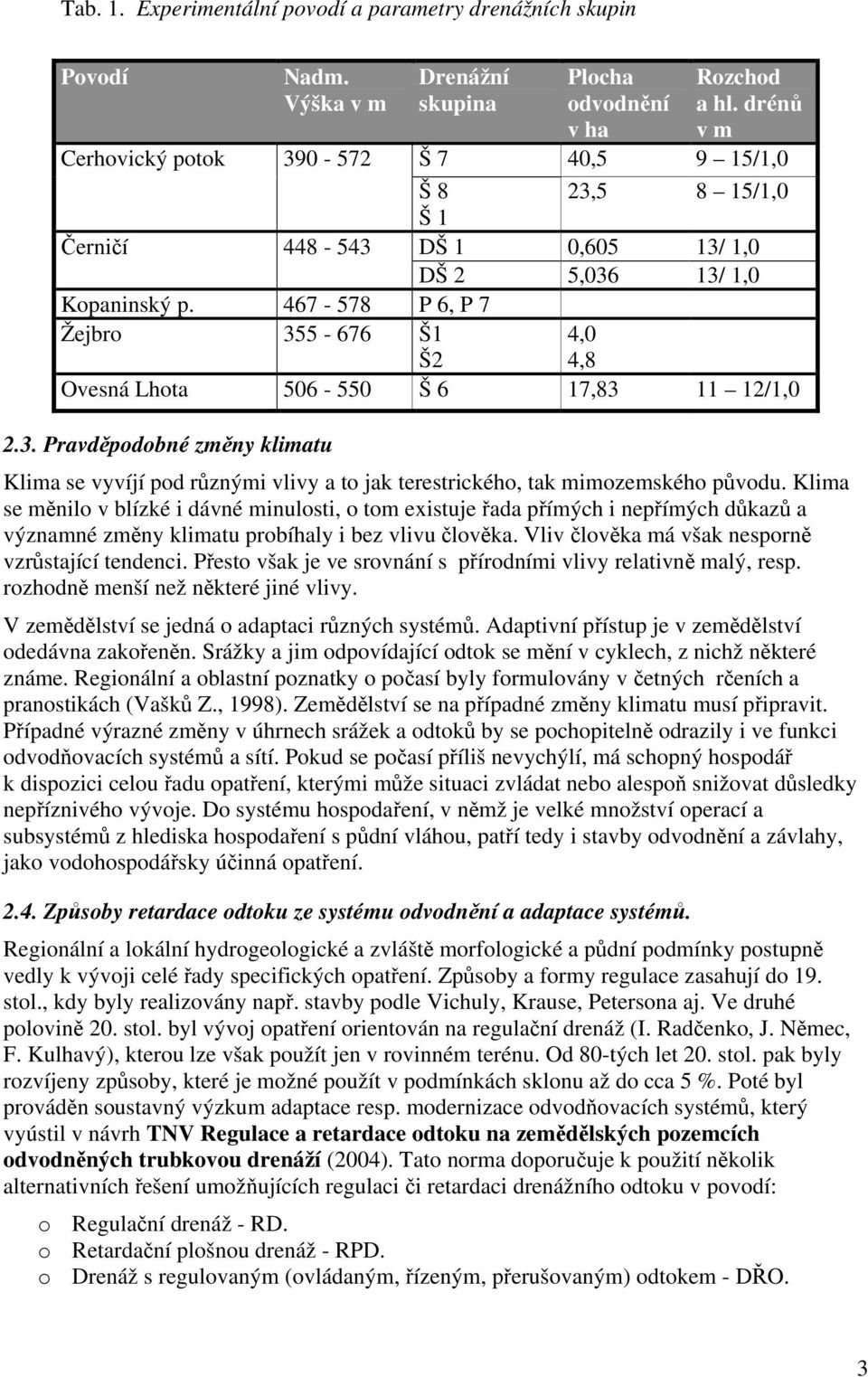 drénů v m Š 7 40,5 9 15/1,0 Š 8 23,5 8 15/1,0 Š 1 DŠ 1 0,605 13/ 1,0 DŠ 2 5,036 13/ 1,0 Kopaninský p.