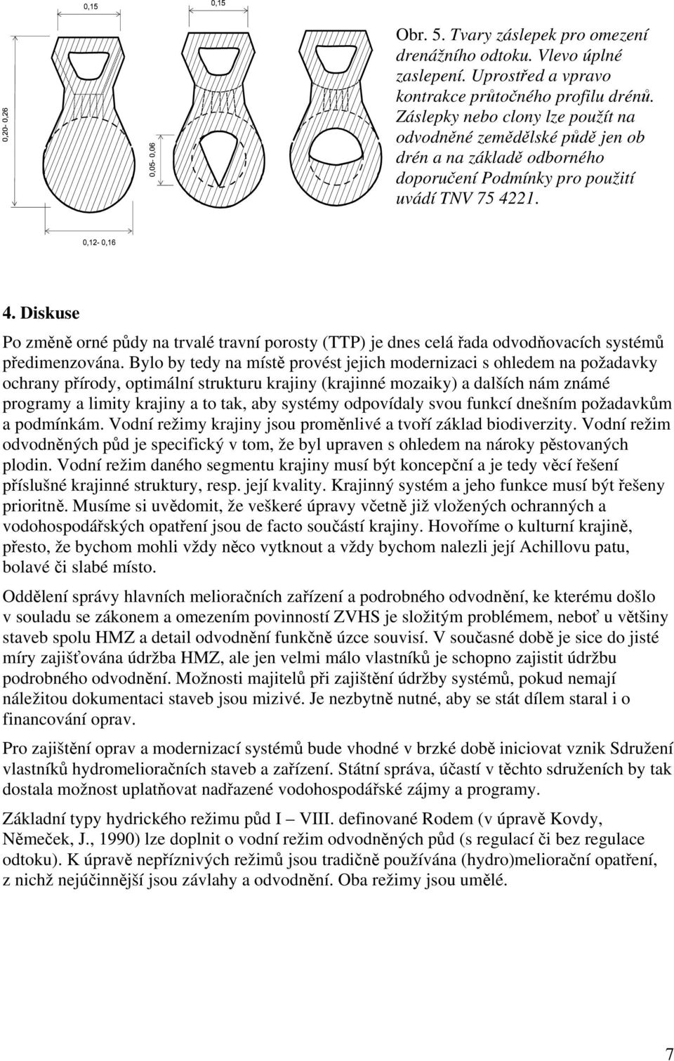 21. 4. Diskuse Po změně orné půdy na trvalé travní porosty (TTP) je dnes celá řada odvodňovacích systémů předimenzována.