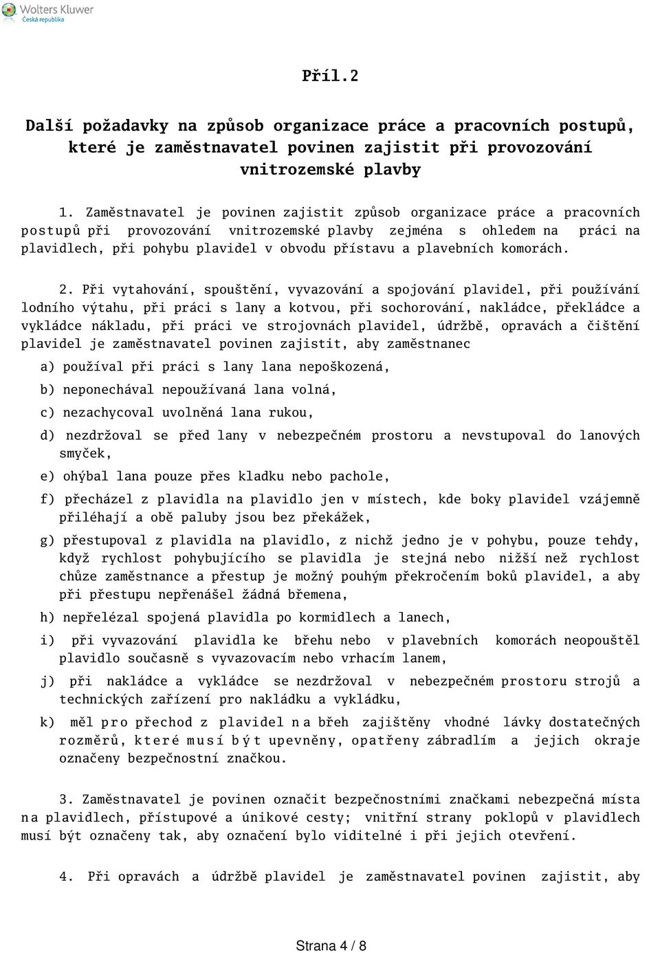 plavebních komorách. 2.