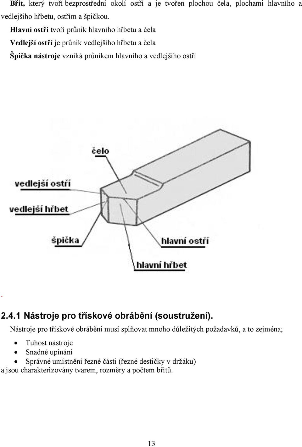 vedlejšího ostří. 2.4.1 Nástroje pro třískové obrábění (soustružení).