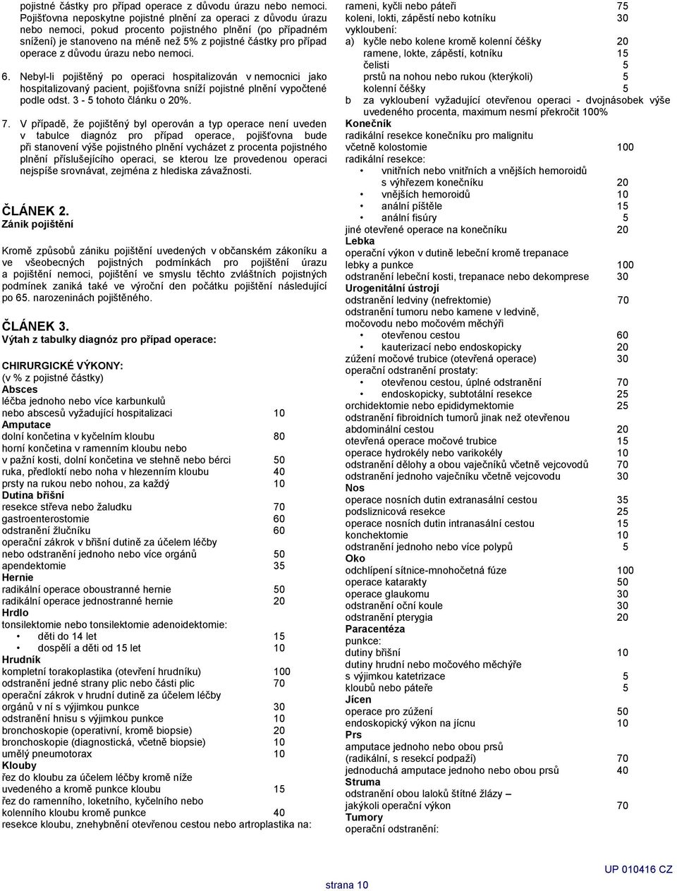 Nebyl-li pojištěný po operaci hospitalizován v nemocnici jako hospitalizovaný pacient, pojišťovna sníží pojistné plnění vypočtené podle odst. 3-5 tohoto článku o 20%. 7.