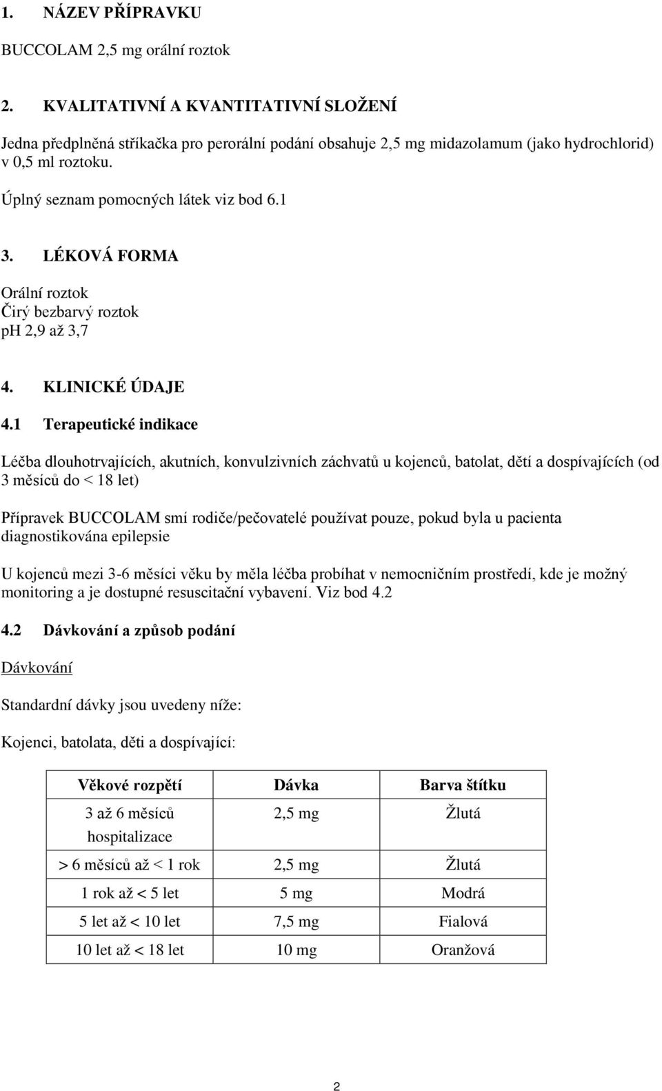 LÉKOVÁ FORMA Orální roztok Čirý bezbarvý roztok ph 2,9 až 3,7 4. KLINICKÉ ÚDAJE 4.