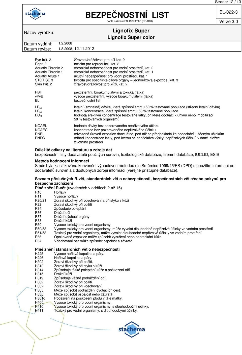 1 STOT SE 3 toxicita pro specifické cílové orgány jednorázová expozice, kat. 3 Skin Irrit. 2 žíravost/dráždivost pro kůži, kat.