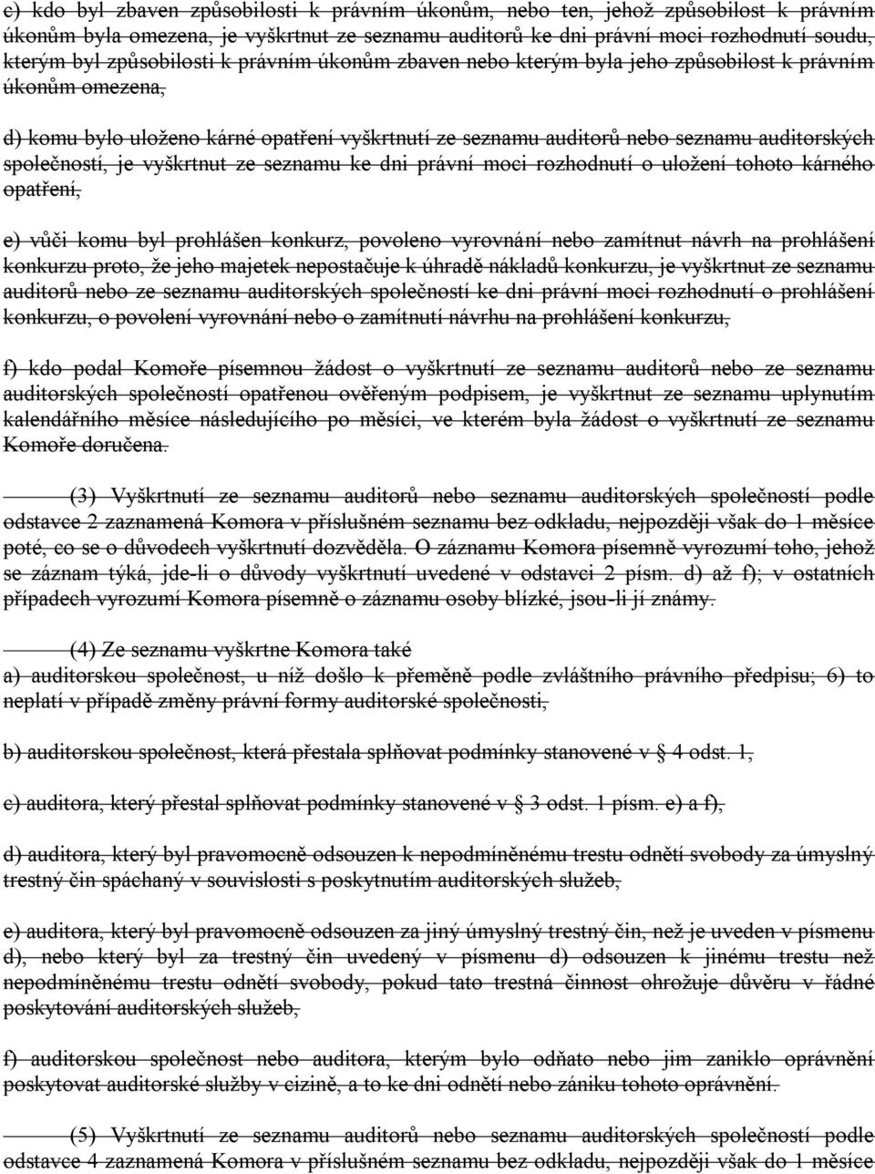 společností, je vyškrtnut ze seznamu ke dni právní moci rozhodnutí o uloţení tohoto kárného opatření, e) vůči komu byl prohlášen konkurz, povoleno vyrovnání nebo zamítnut návrh na prohlášení konkurzu