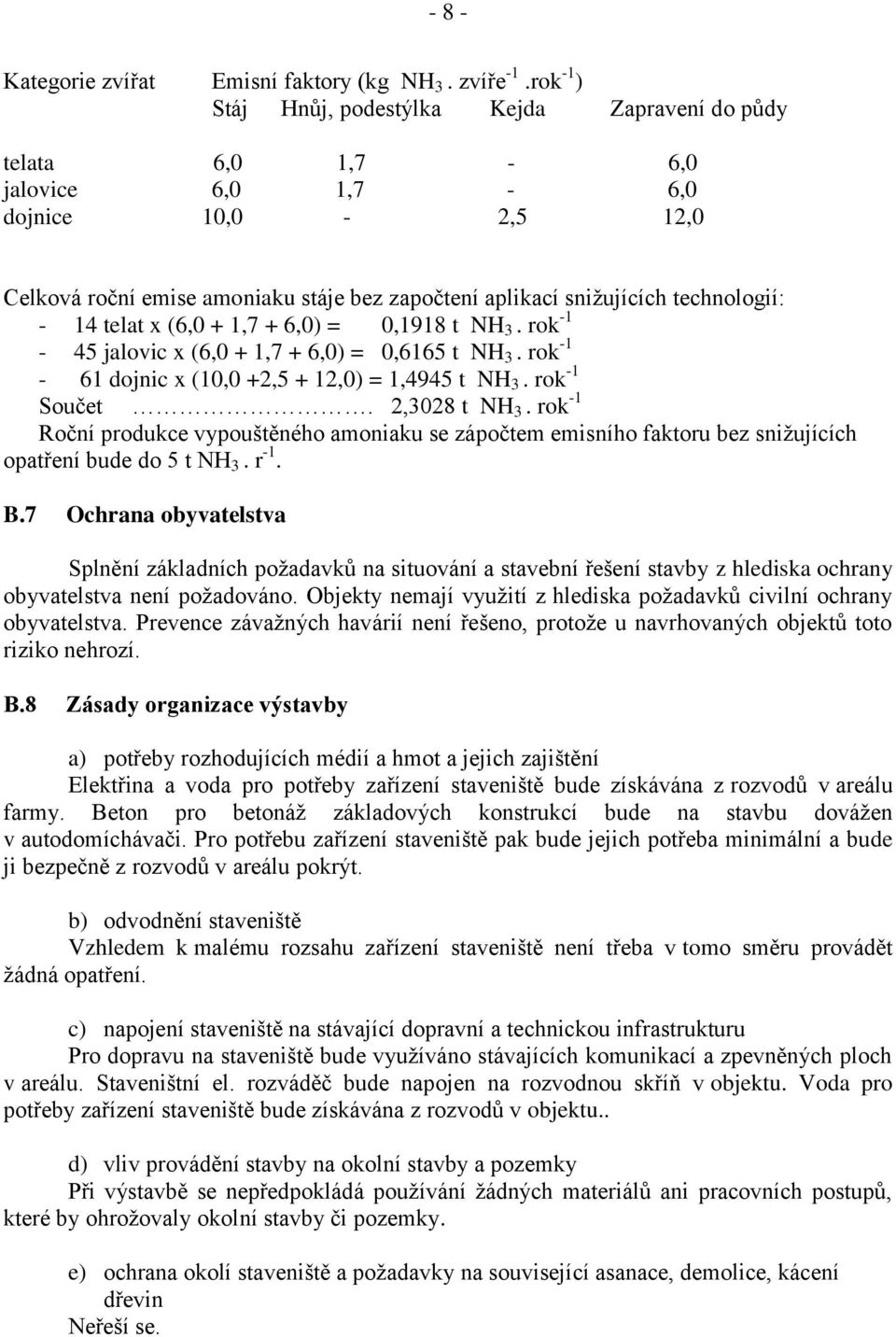 - 14 telat x (6,0 + 1,7 + 6,0) = 0,1918 t NH 3. rok -1-45 jalovic x (6,0 + 1,7 + 6,0) = 0,6165 t NH 3. rok -1-61 dojnic x (10,0 +2,5 + 12,0) = 1,4945 t NH 3. rok -1 Součet. 2,3028 t NH 3.