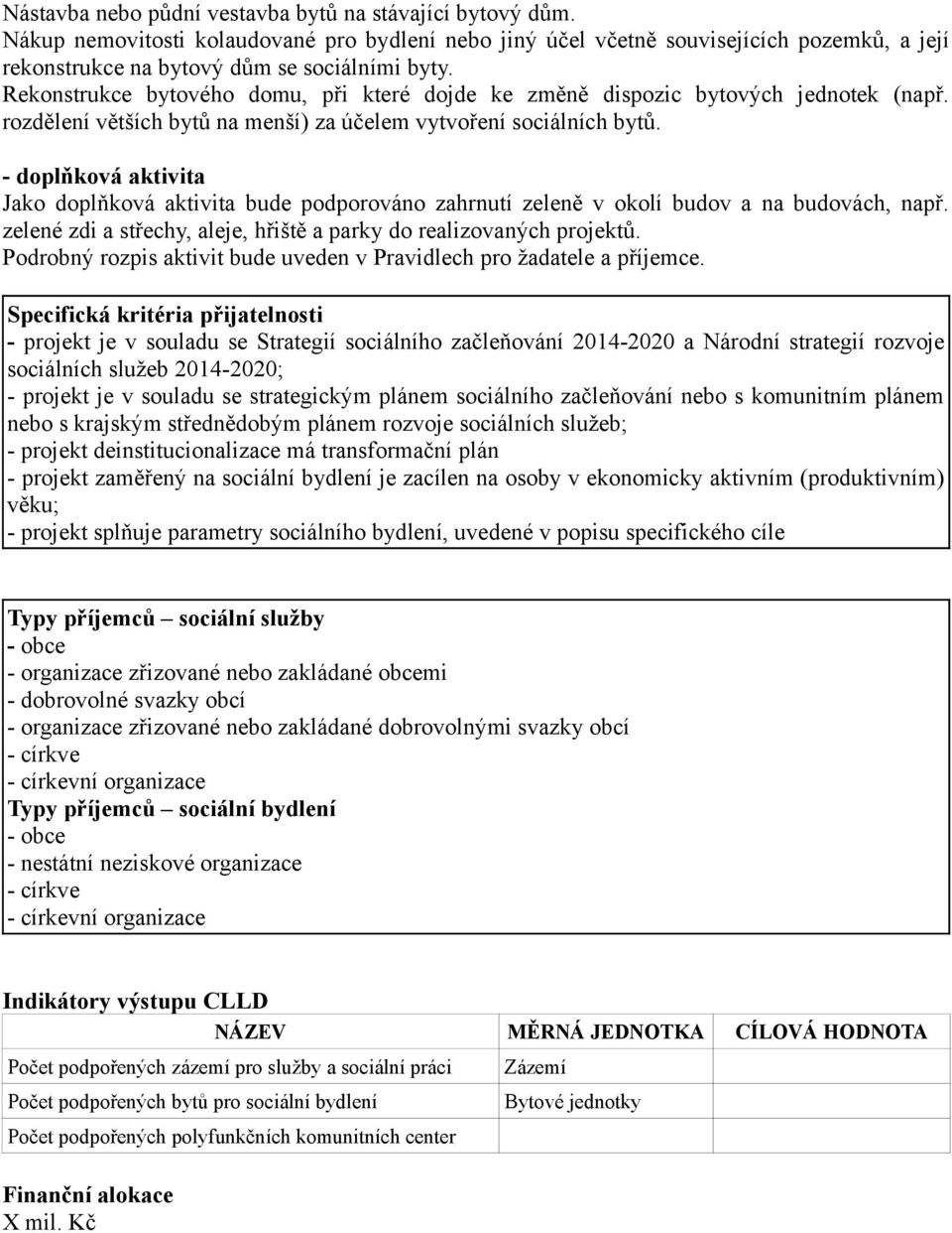 - doplňková aktivita Jako doplňková aktivita bude podporováno zahrnutí zeleně v okolí budov a na budovách, např. zelené zdi a střechy, aleje, hřiště a parky do realizovaných projektů.