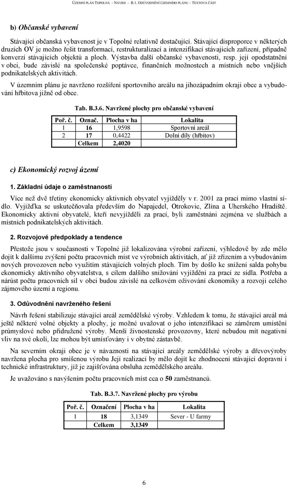 Výstavba další občanské vybavenosti, resp. její opodstatnění v obci, bude závislé na společenské poptávce, finančních možnostech a místních nebo vnějších podnikatelských aktivitách.