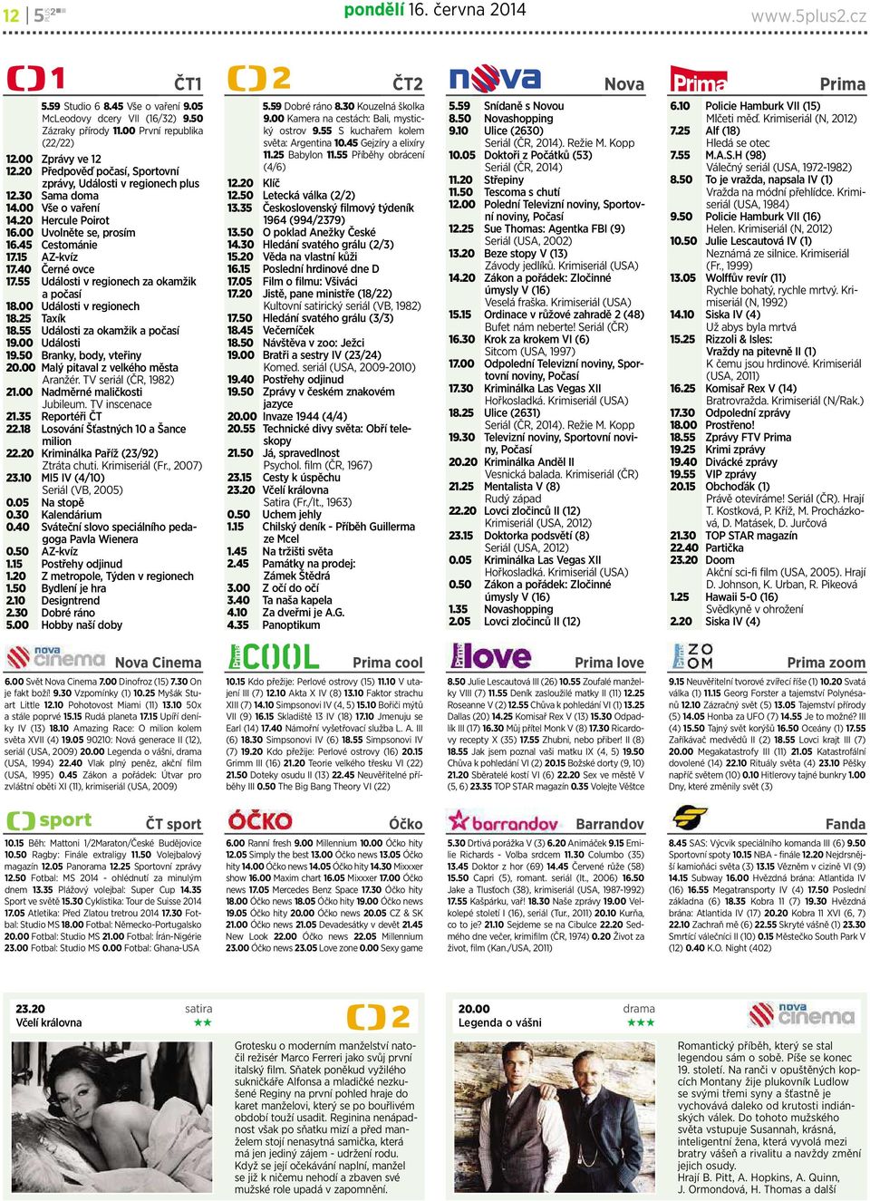 55 Události vregionechzaokamžik apočasí 18.00 Události vregionech 18.25 Taxík 18.55 Události za okamžik apočasí 19.00 Události 19.50 Branky, body,vteřiny 20.00 Malý pitaval z velkého města Aranžér.