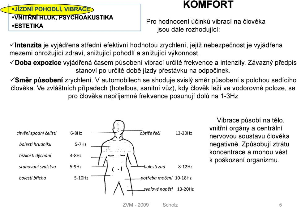 Závazný předpis stanoví po určité době jízdy přestávku na odpočinek. Směr působení zrychlení. V automobilech se shoduje svislý směr působení s polohou sedícího člověka.