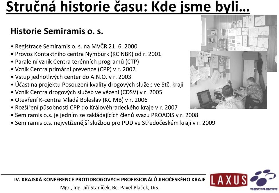 kraji Vznik Centra drogových služeb ve vězení (CDSV) v r. 2005 Otevření K-centra Mladá Boleslav (KC MB) v r. 2006 Rozšíření působnosti CPP do Královéhradeckého kraje v r.