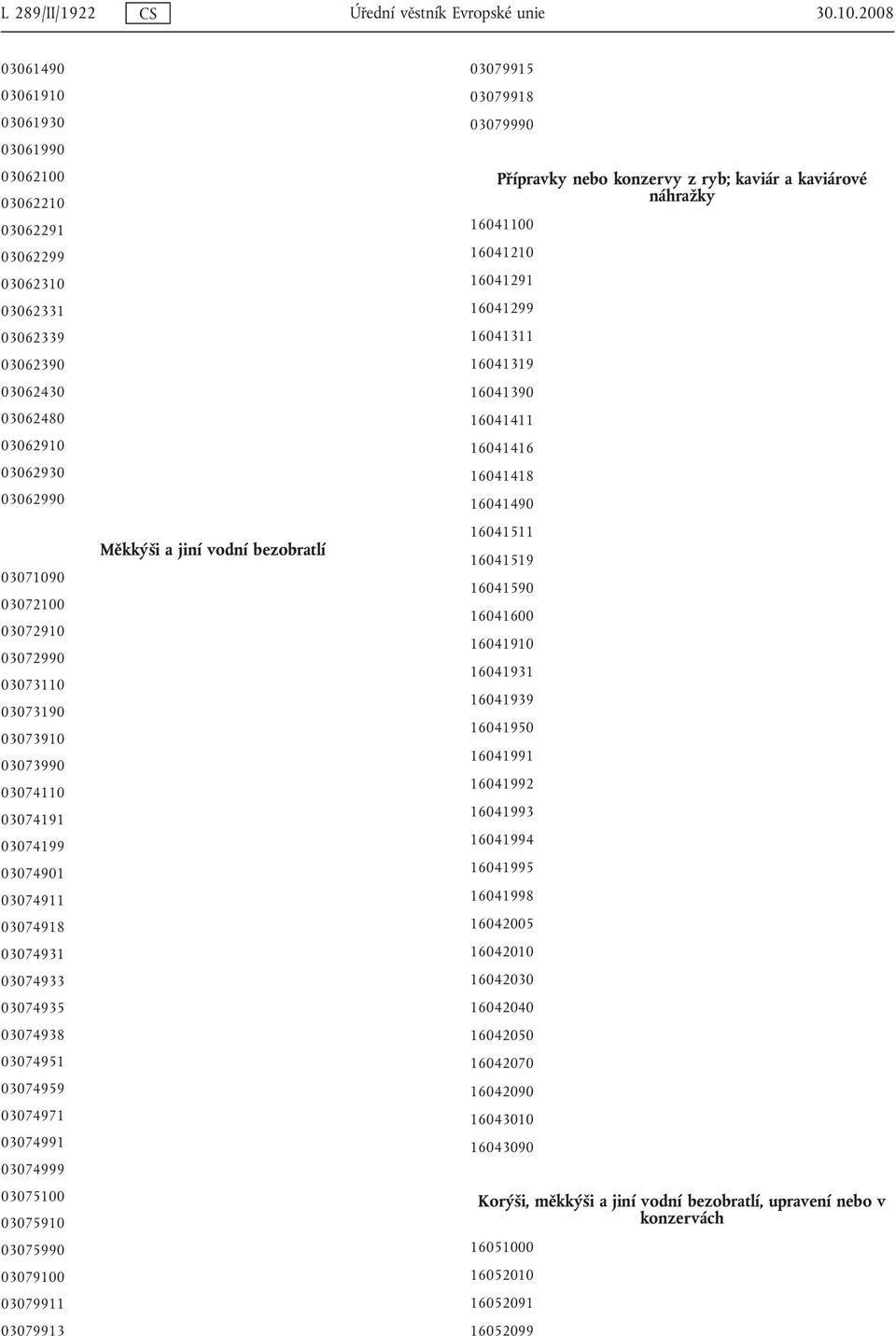 03073110 03073190 03073910 03073990 03074110 03074191 03074199 03074901 03074911 03074918 03074931 03074933 03074935 03074938 03074951 03074959 03074971 03074991 03074999 03075100 03075910 03075990