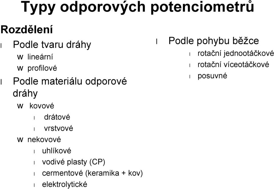 nekovovů uhlıkovů vodivů plasty (CP) cermentovů (keramika + kov)