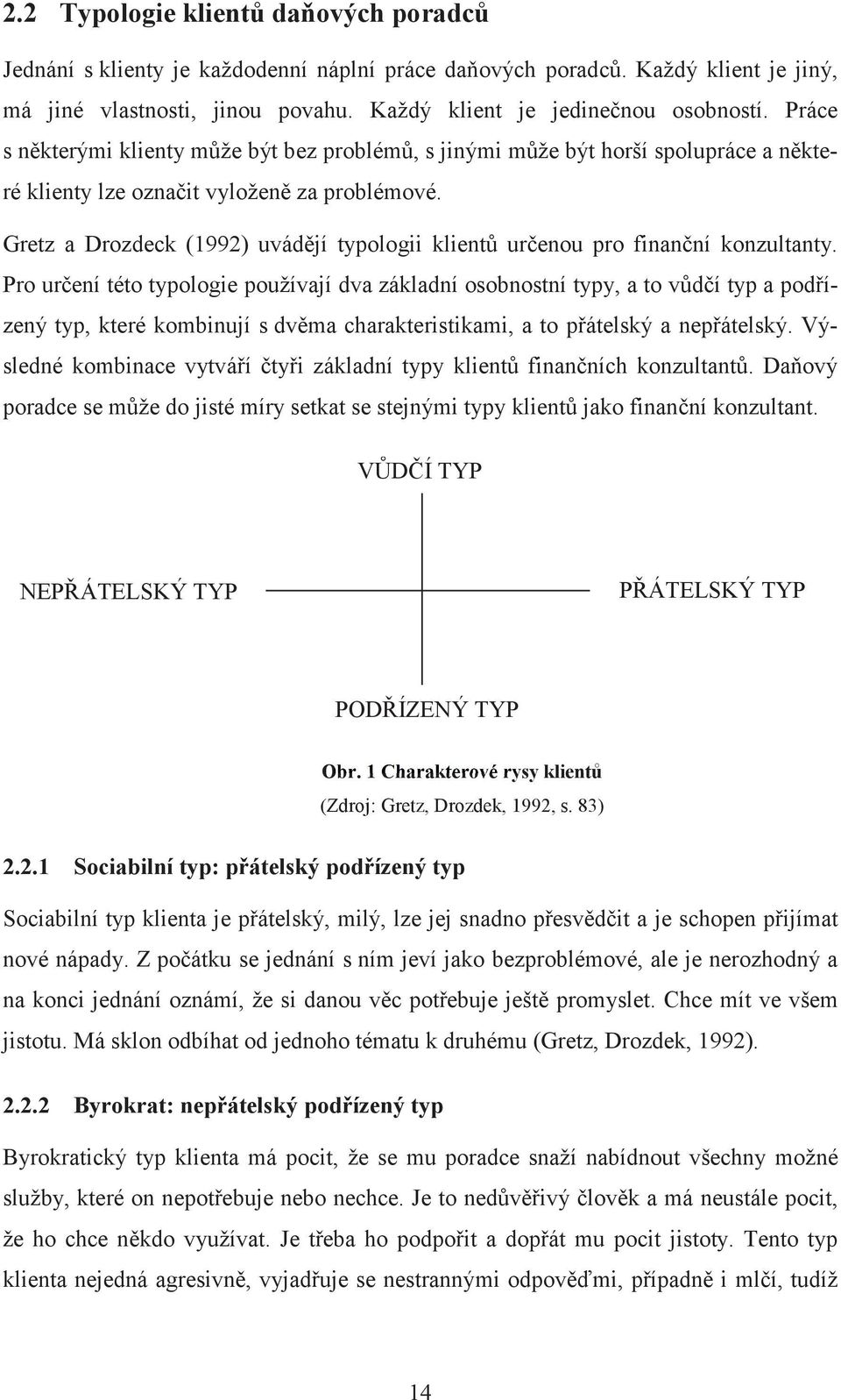 Gretz a Drozdeck (1992) uvádjí typologii klient urenou pro finanní konzultanty.