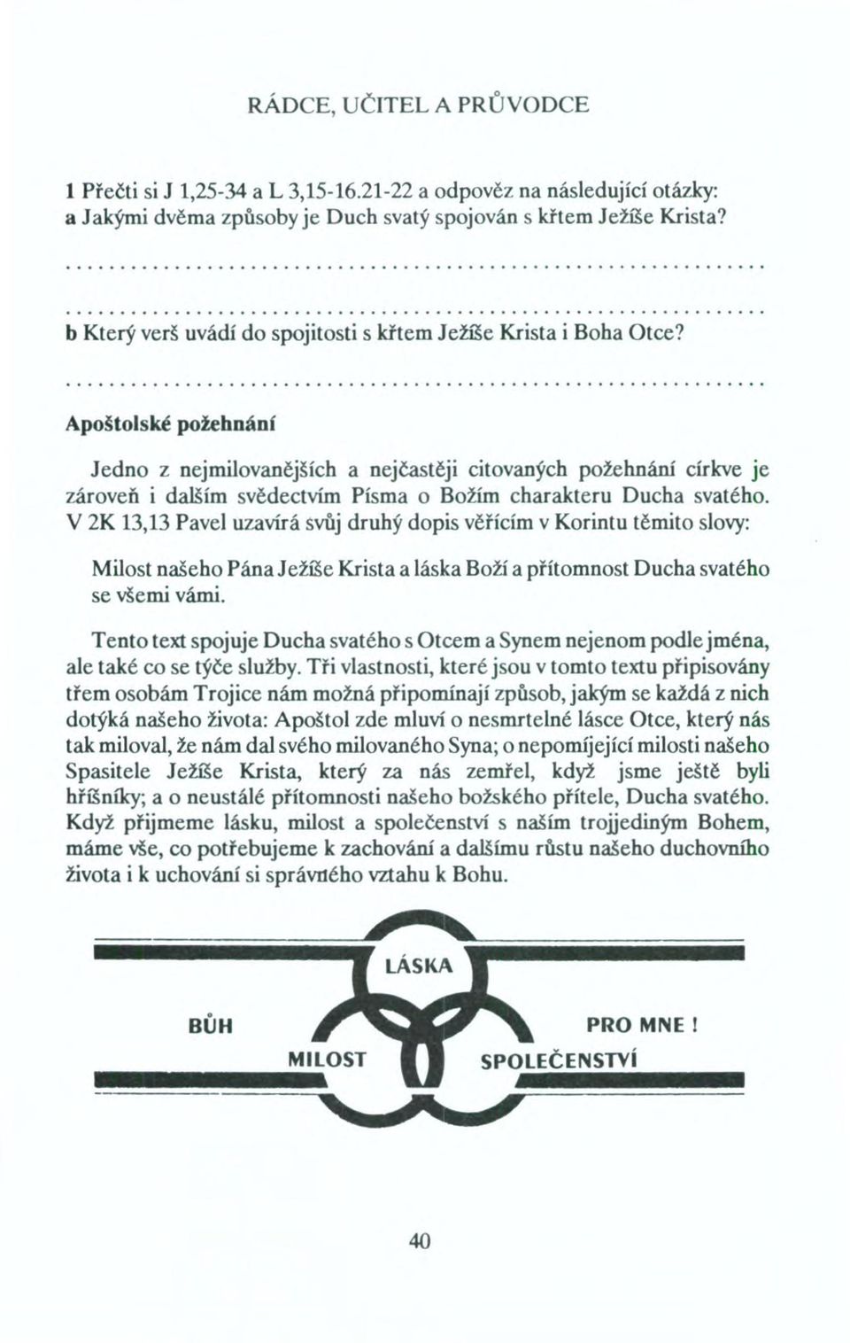 Apoštolské požehnání Jedno z nejmilovanějších a nejčastěji citovaných požehnání církve je zároveň i dalším svědectvím Písma o Božím charakteru Ducha svatého.