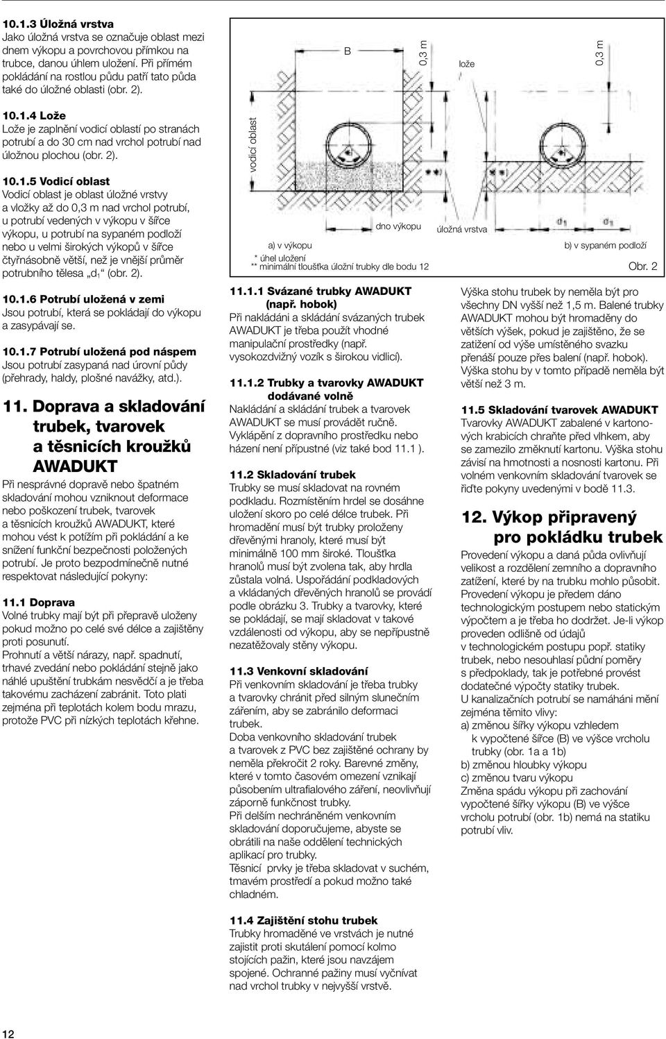 .1.4 LoÏe LoÏe je zaplnûní vodicí oblastí po stranách potrubí a do 30 cm nad vrchol potrubí nad úloïnou plochou (obr. 2). 10.1.5 Vodicí oblast Vodicí oblast je oblast úloïné vrstvy a vloïky aï do 0,3