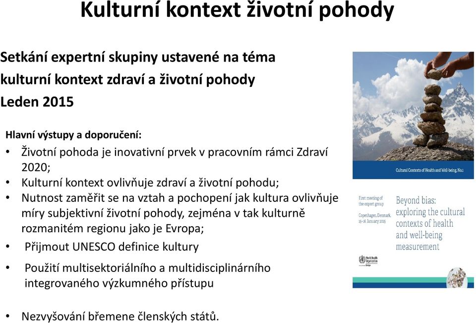 zaměřit se na vztah a pochopení jak kultura ovlivňuje míry subjektivní životní pohody, zejména v tak kulturně rozmanitém regionu jako je Evropa;