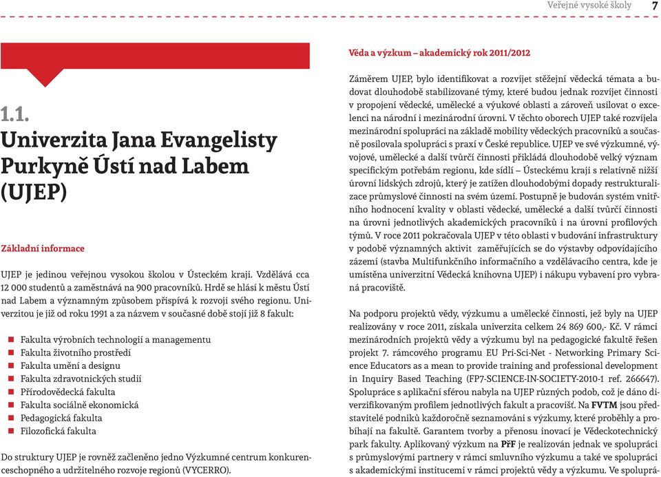 Univerzitou je již od roku 1991 a za názvem v současné době stojí již 8 fakult: Fakulta výrobních technologií a managementu Fakulta životního prostředí Fakulta umění a designu Fakulta zdravotnických