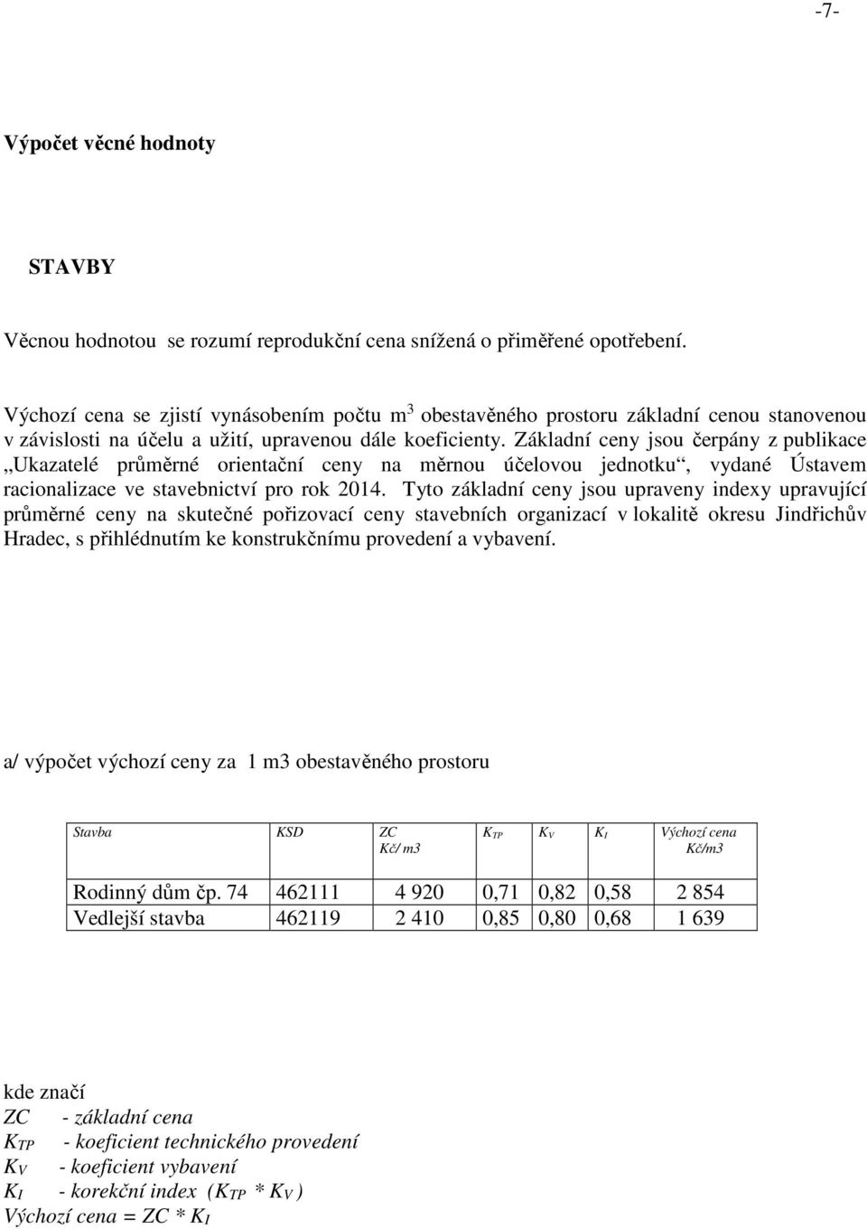 Základní ceny jsou čerpány z publikace Ukazatelé průměrné orientační ceny na měrnou účelovou jednotku, vydané Ústavem racionalizace ve stavebnictví pro rok 2014.