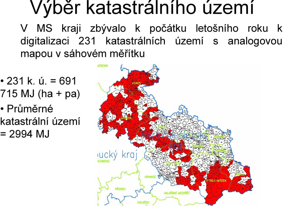 katastrálních území s analogovou mapou v sáhovém