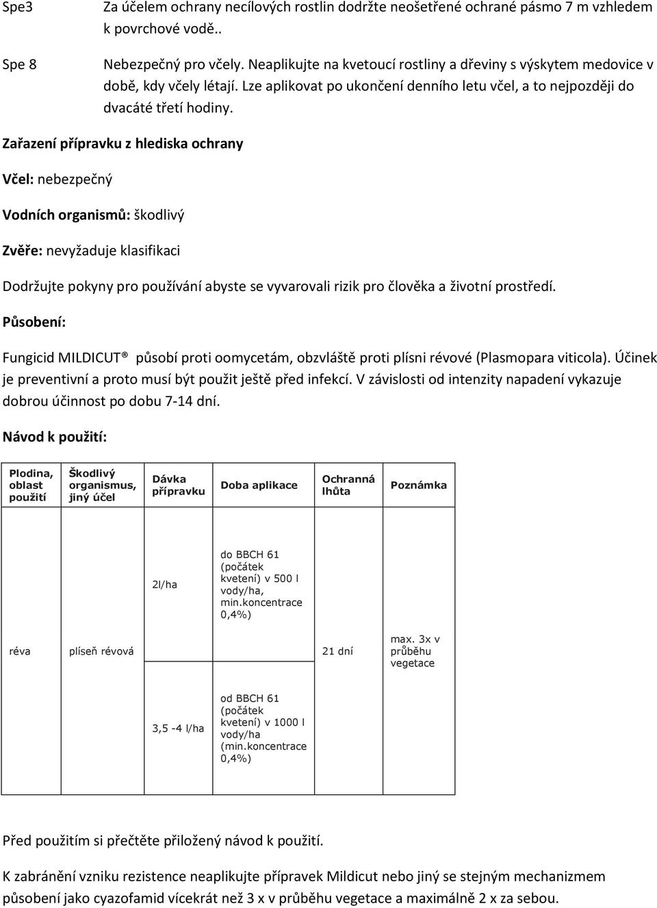 Zařazení přípravku z hlediska ochrany Včel: nebezpečný Vodních organismů: škodlivý Zvěře: nevyžaduje klasifikaci Dodržujte pokyny pro používání abyste se vyvarovali rizik pro člověka a životní