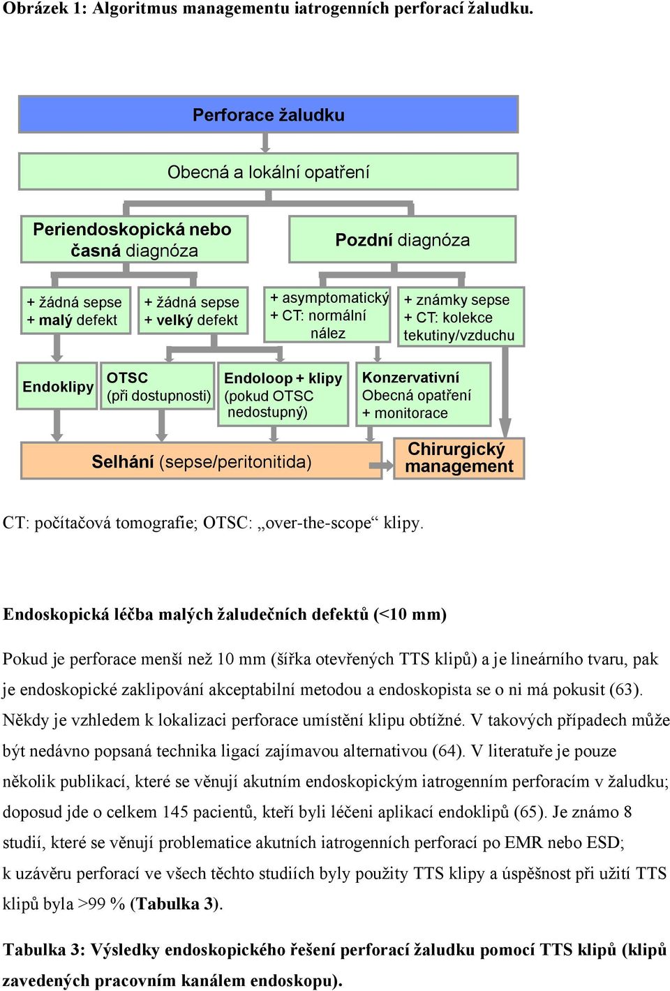 známky sepse + CT: kolekce tekutiny/vzduchu Endoklipy OTSC (při dostupnosti) Endoloop + klipy (pokud OTSC nedostupný) Konzervativní Obecná opatření + monitorace Selhání (sepse/peritonitida)
