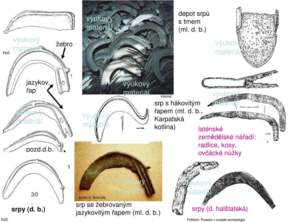 trn PDČ srpy (d. b.) archiv K. Sklenáře srp se žebrovaným jazykovitým řapem (ml. d.