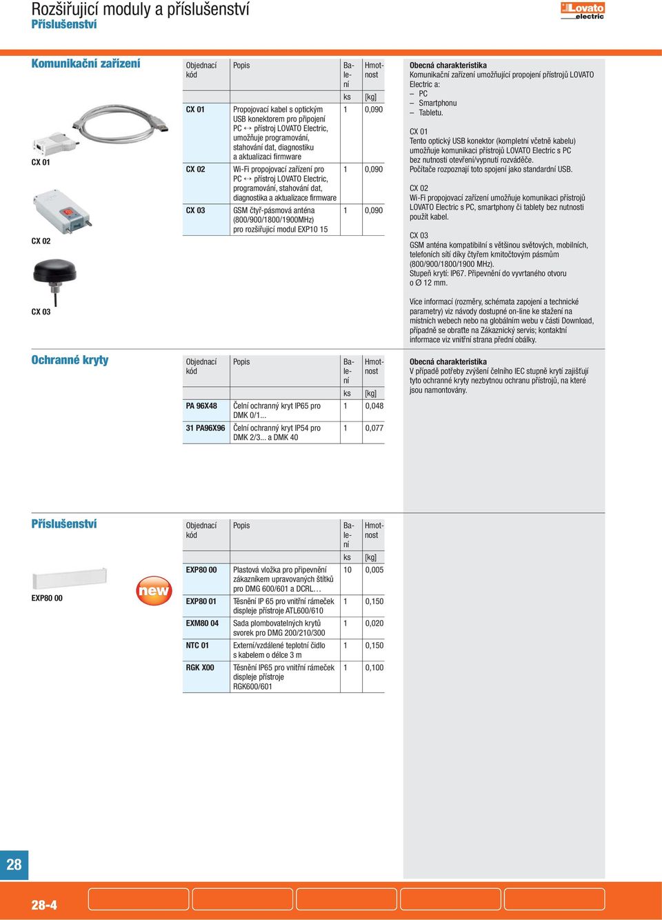 čtyř-pásmová anténa 1 0,090 (800/900/1800/1900MHz) pro rozšiřujicí modul EXP10 15 Komunikač zaříze umožňující propoje přístrojů LOVATO Electric a: PC Smartphonu Tabletu.