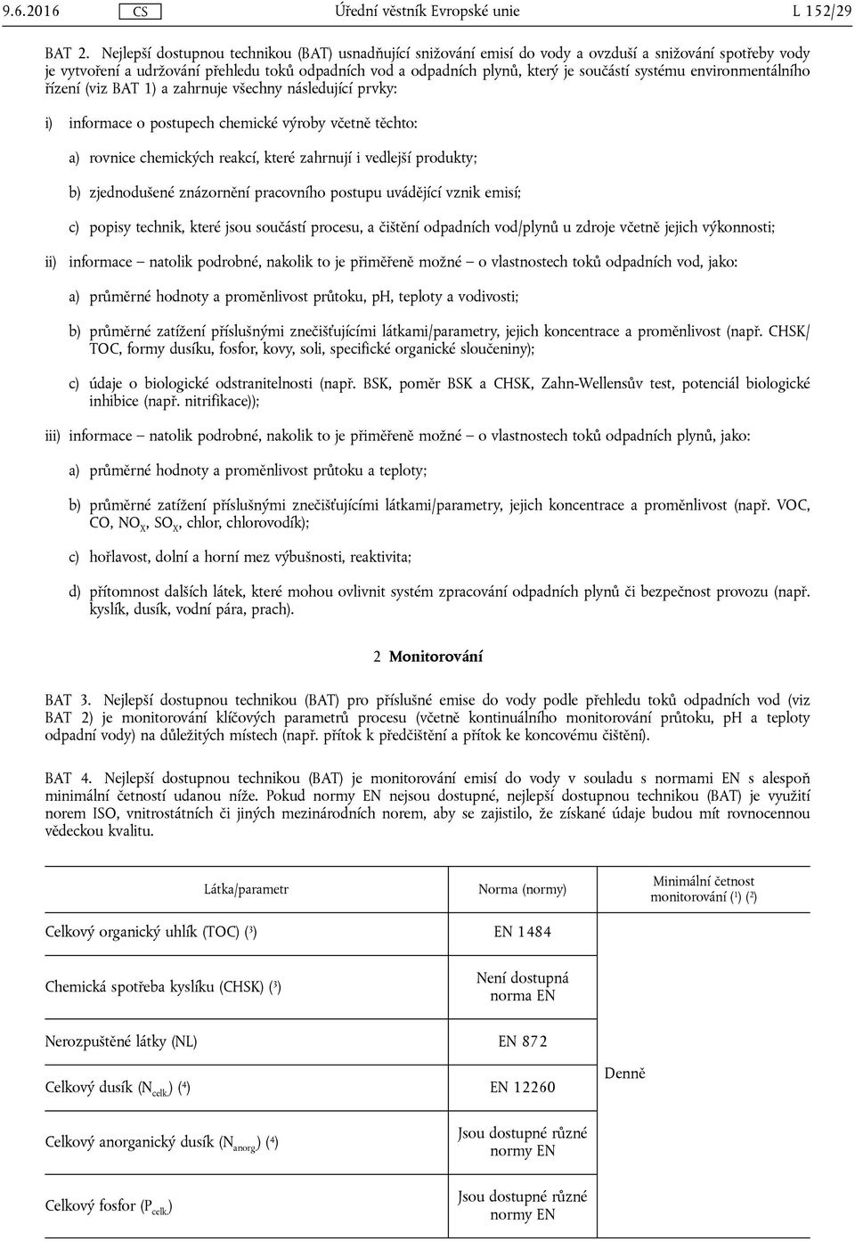 systému environmentálního řízení (viz BAT 1) a zahrnuje všechny následující prvky: i) informace o postupech chemické výroby včetně těchto: a) rovnice chemických reakcí, které zahrnují i vedlejší