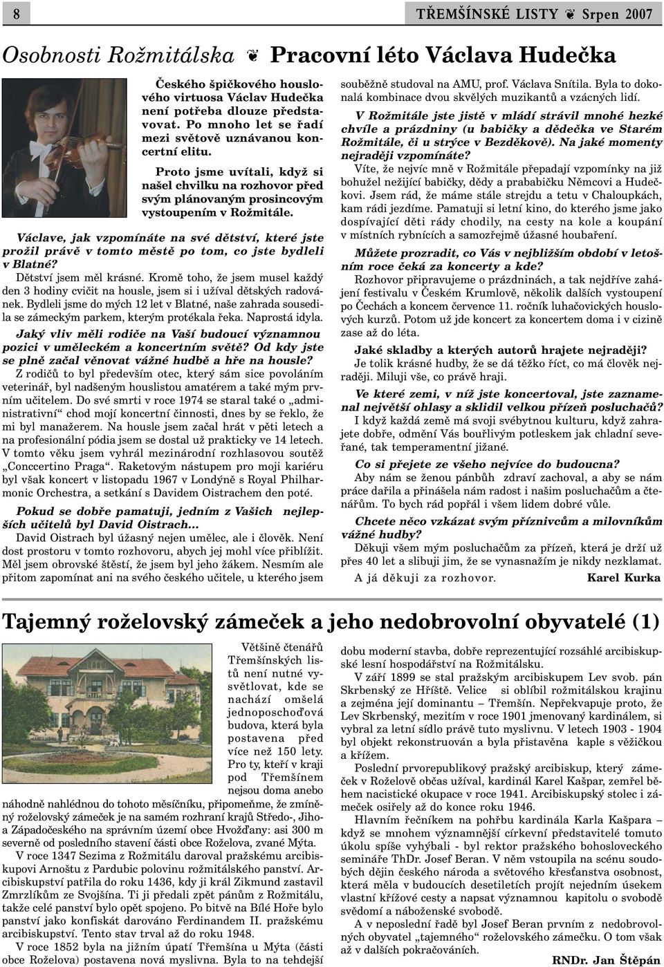 Václave, jak vzpomínáte na své dětství, které jste prožil právě v tomto městě po tom, co jste bydleli v Blatné? Dětství jsem měl krásné.