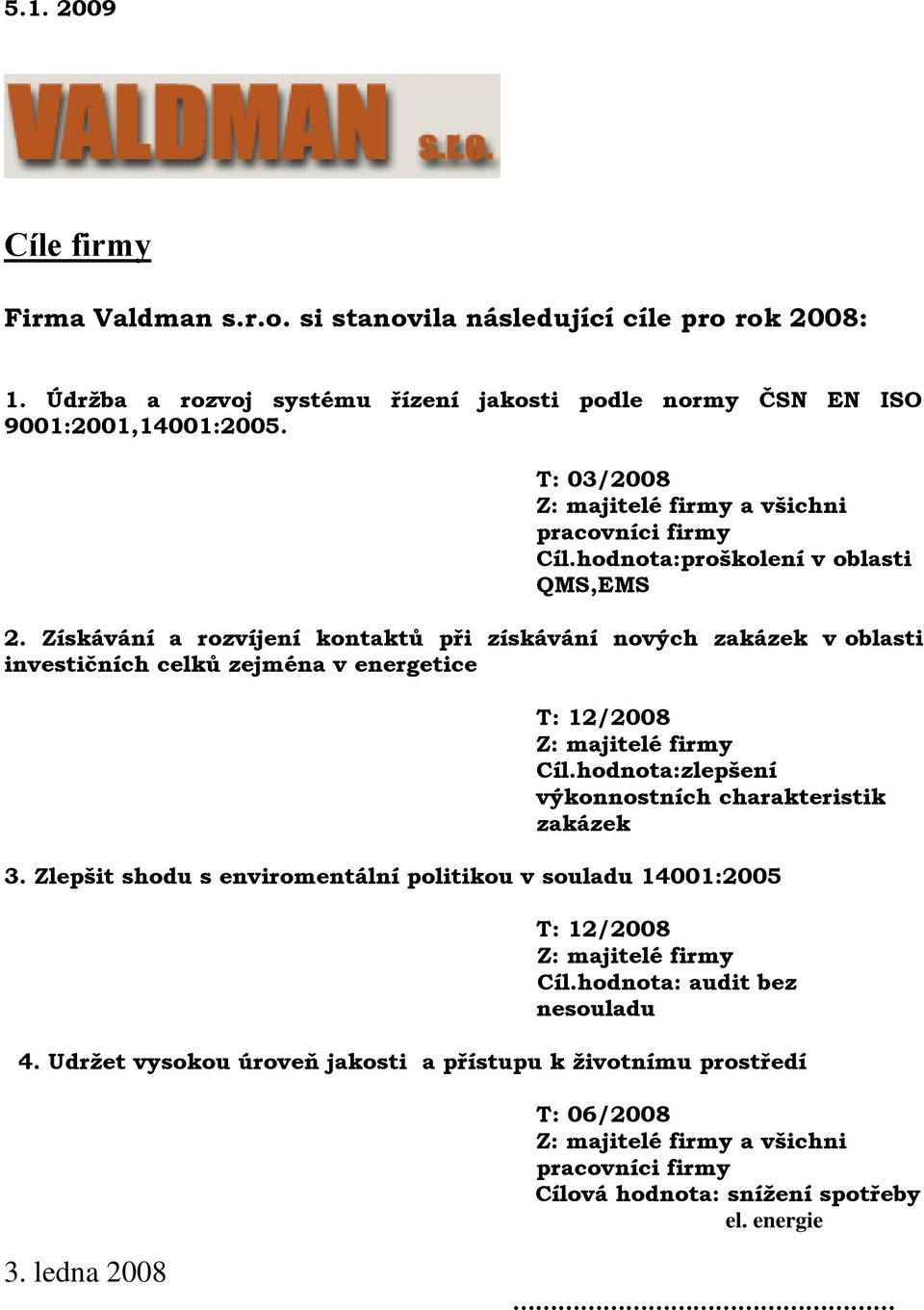 Získávání a rozvíjení kontaktů při získávání nových v oblasti investičních celků zejména v energetice T: 12/2008 3.