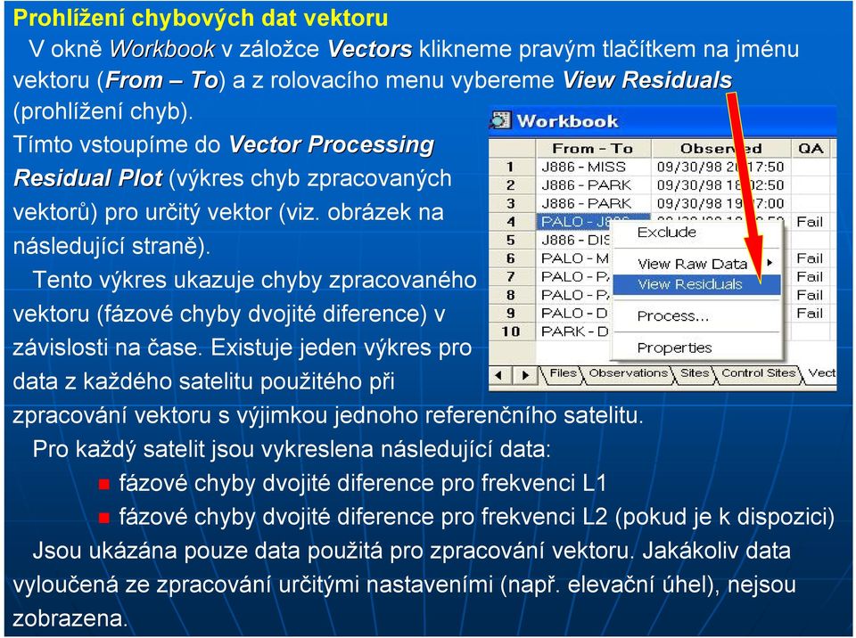 Tento výkres ukazuje chyby zpracovaného vektoru (fázové chyby dvojité diference) v závislosti na čase.