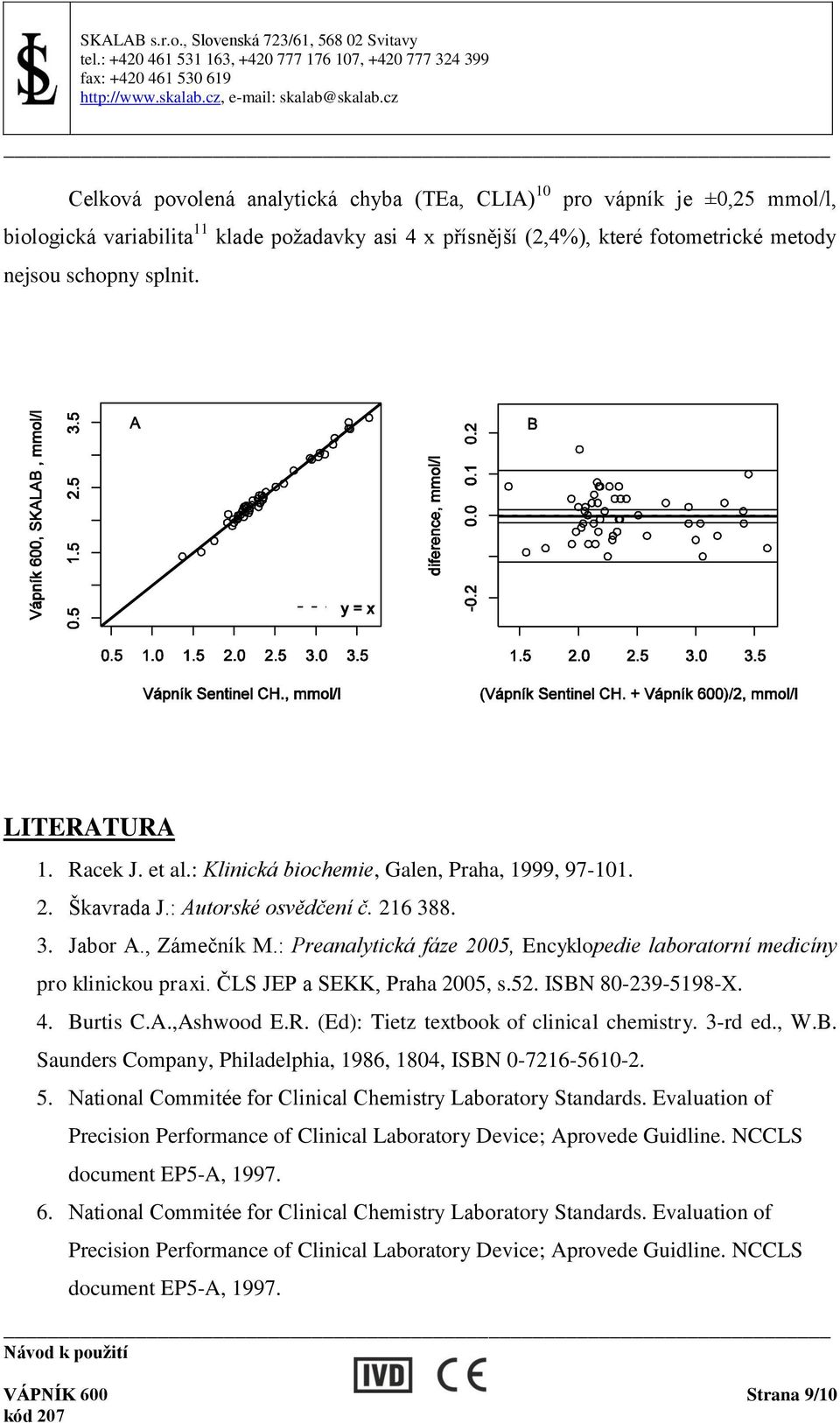 : Preanalytická fáze 2005, Encyklopedie laboratorní medicíny pro klinickou praxi. ČLS JEP a SEKK, Praha 2005, s.52. ISBN 80-239-5198-X. 4. Burtis C.A.,Ashwood E.R.