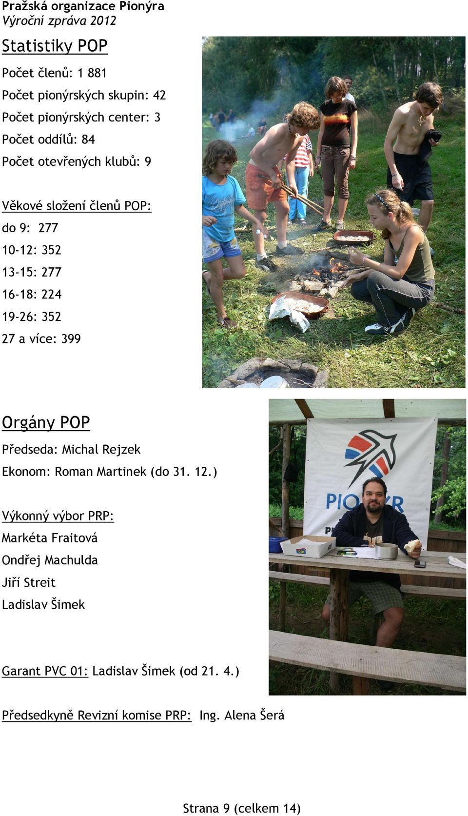 POP Předseda: Michal Rejzek Ekonom: Roman Martinek (do 31. 12.