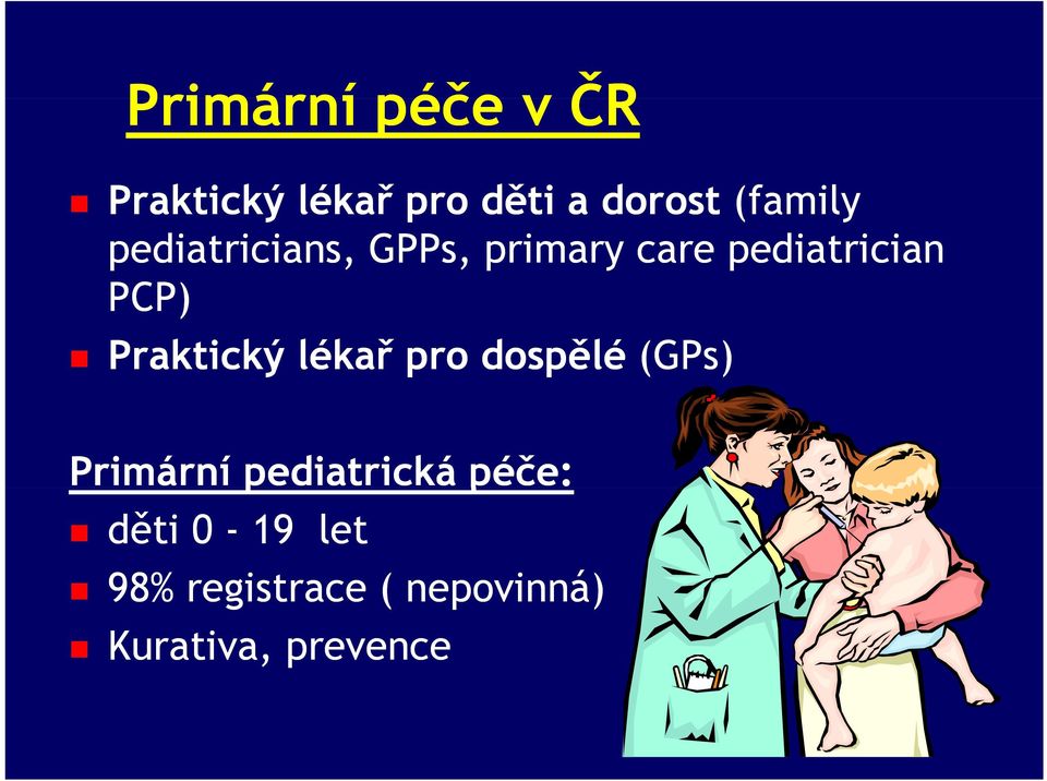 PCP) Praktický lékař pro dospělé (GPs) Primární