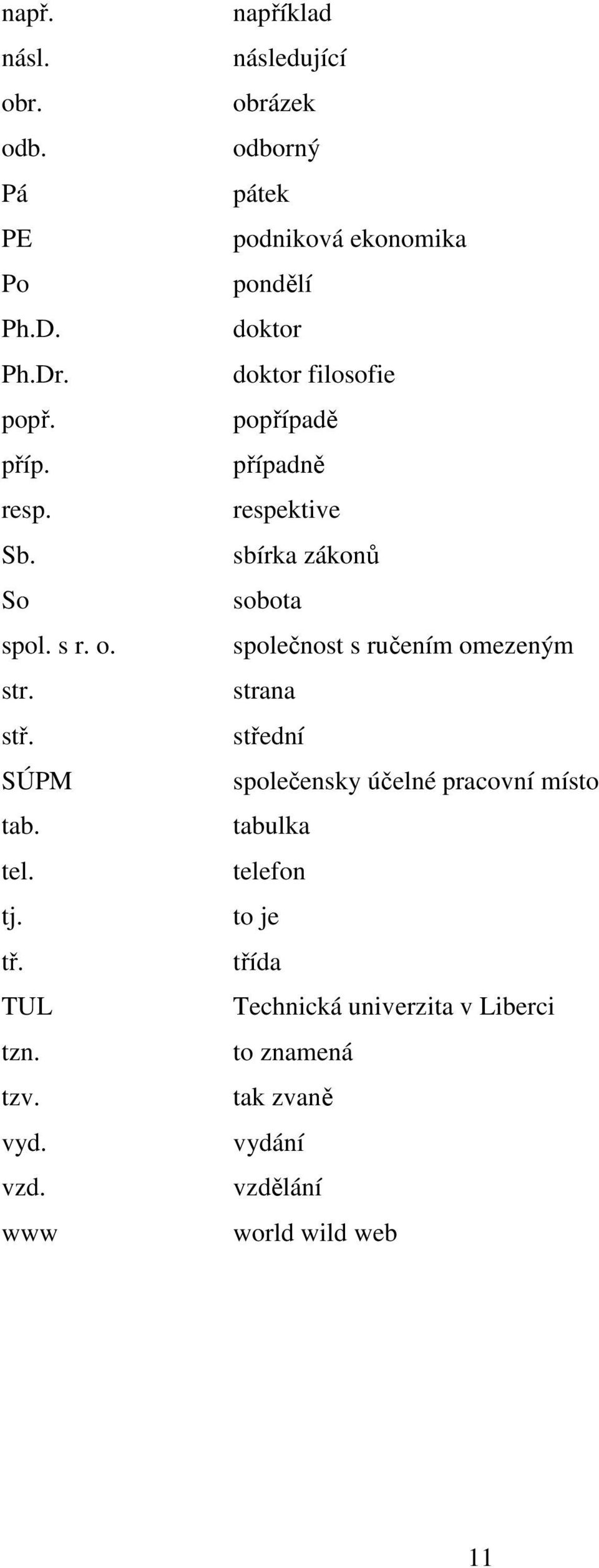 www například následující obrázek odborný pátek podniková ekonomika pondělí doktor doktor filosofie popřípadě případně