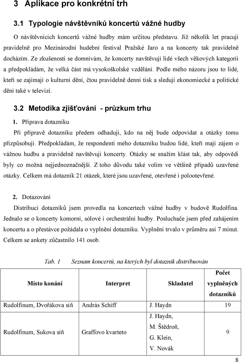 Ze zkušenosti se domnívám, že koncerty navštěvují lidé všech věkových kategorií a předpokládám, že velká část má vysokoškolské vzdělání.