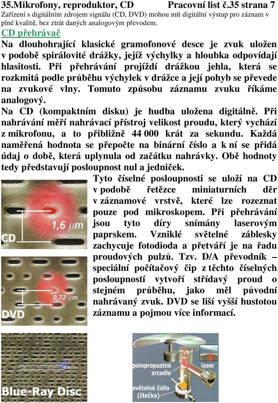 Při přehrávání projíždí drážkou jehla, která se rozkmitá podle průběhu výchylek v drážce a její pohyb se převede na zvukové vlny. Tomuto způsobu záznamu zvuku říkáme analogový.