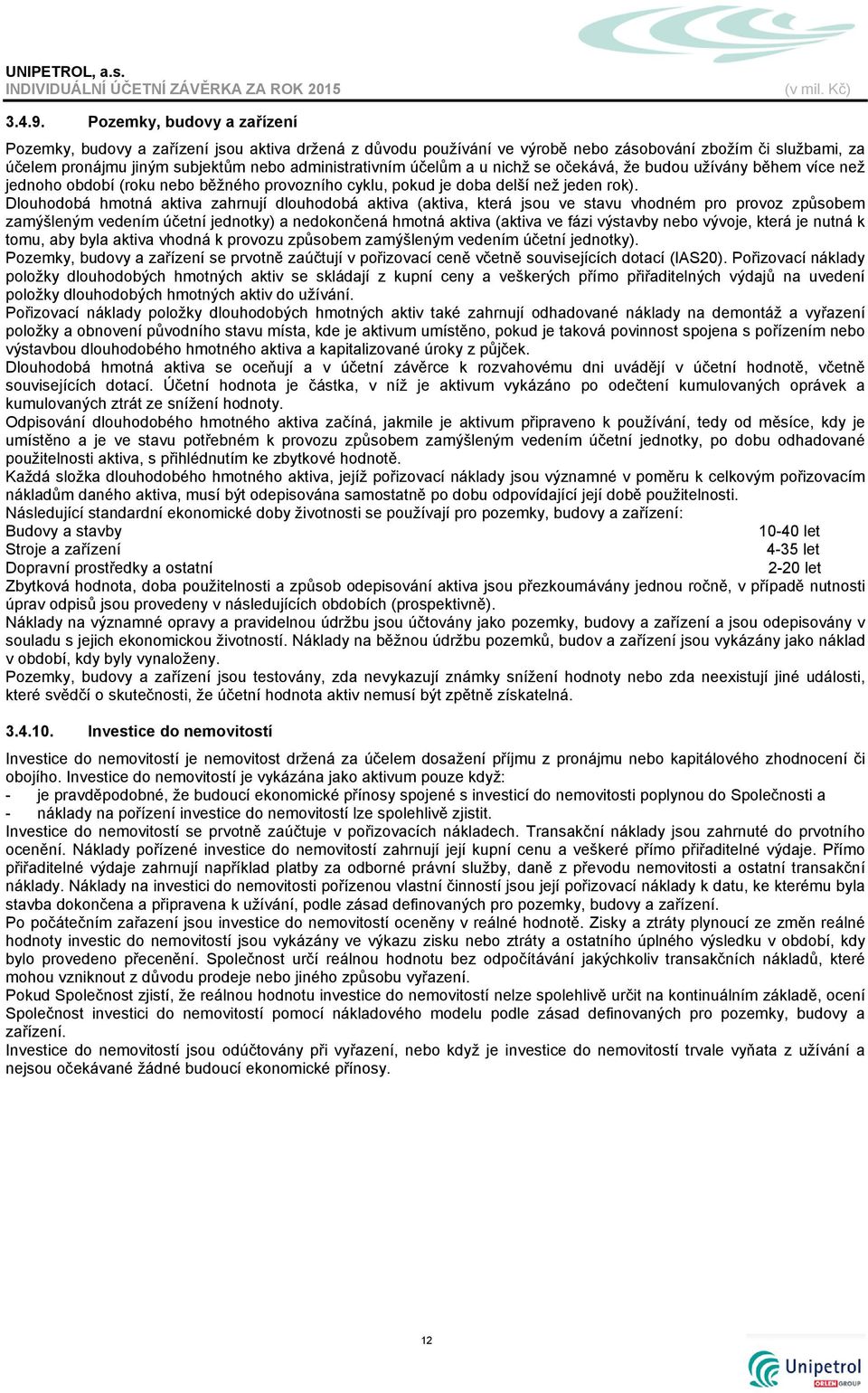 účelům a u nichž se očekává, že budou užívány během více než jednoho období (roku nebo běžného provozního cyklu, pokud je doba delší než jeden rok).