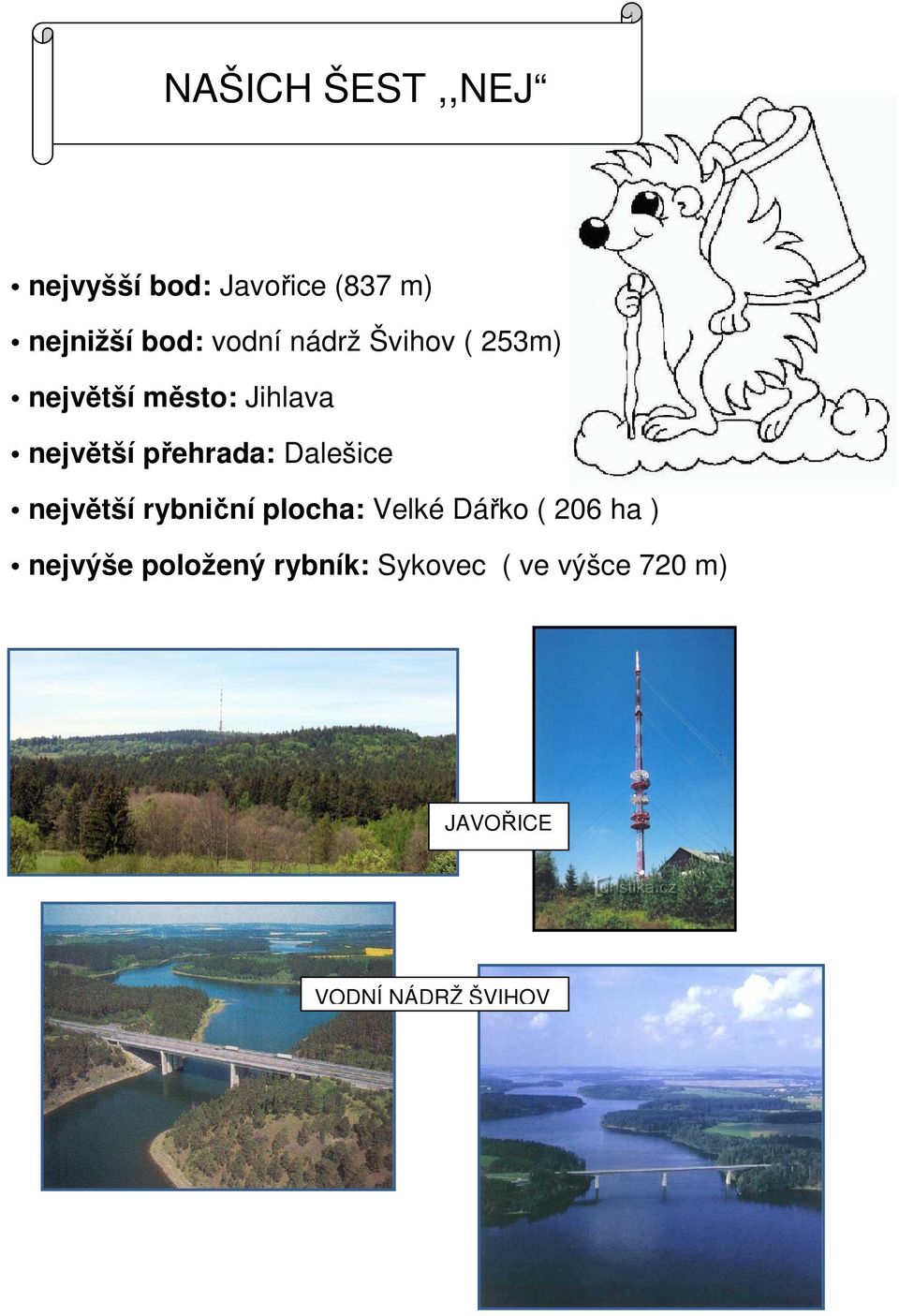 přehrada: Dalešice největší rybniční plocha: Velké Dářko ( 206 ha