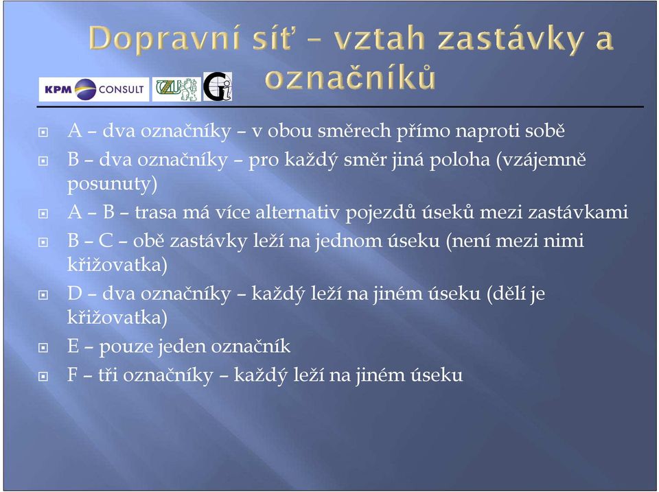 C obězastávky ležína jednom úseku (nenímezi nimi křižovatka) D dva označníky každý