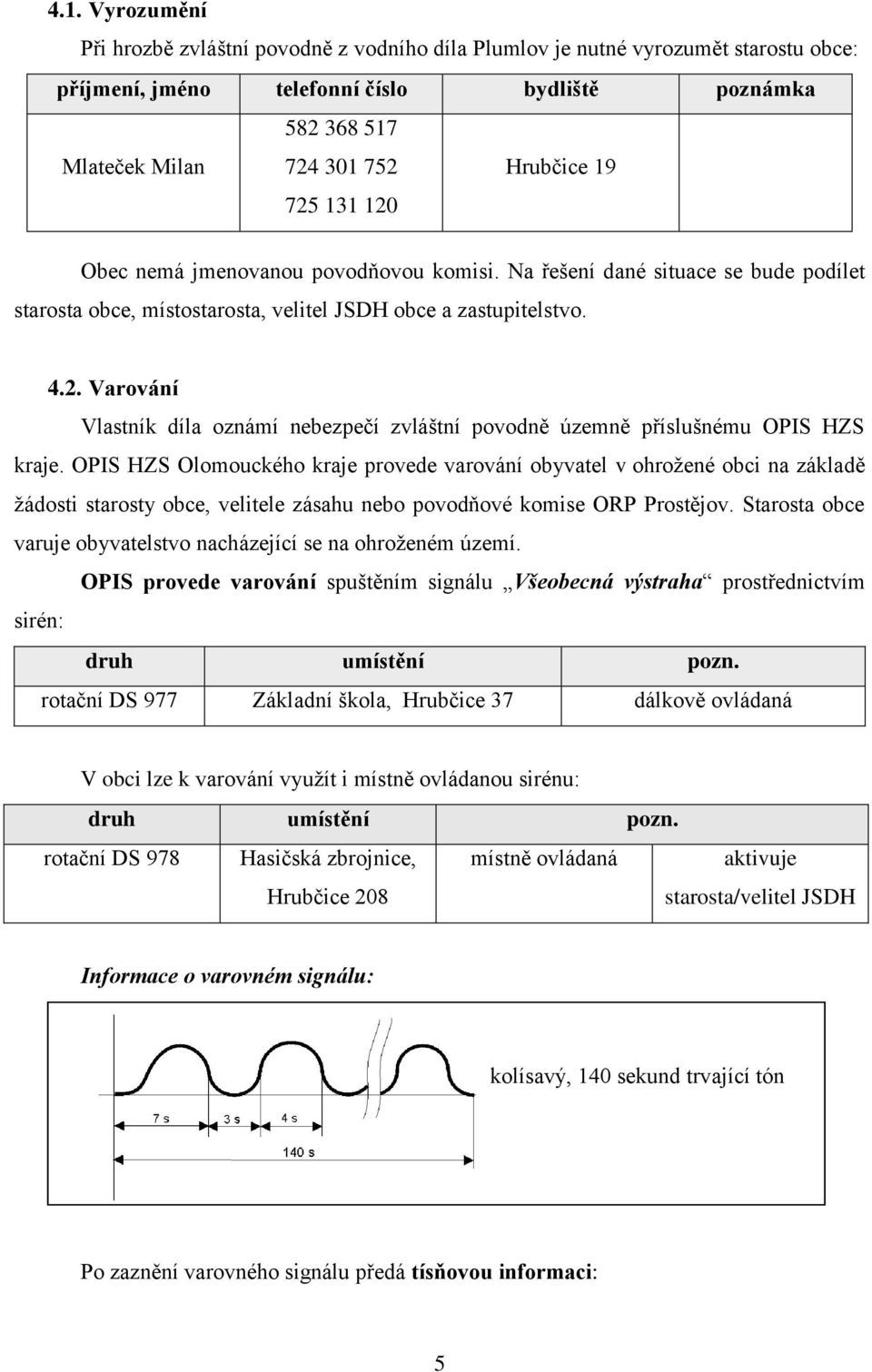 OPIS HZS Olomouckého kraje provede varování obyvatel v ohrožené obci na základě žádosti starosty obce, velitele zásahu nebo povodňové komise ORP Prostějov.