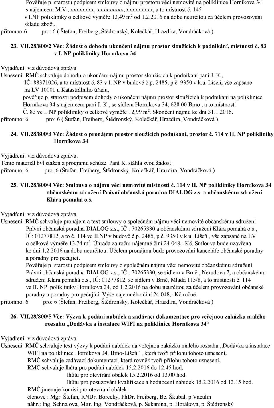 28/800/2 Věc: Žádost o dohodu ukončení nájmu prostor sloužících k podnikání, místnosti č. 83 v I.