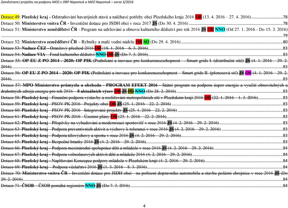 .. 78 Dtace 51: Ministerstv zemědělství ČR - Prgram na udržvání a bnvu kulturníh dědictví pr rk 2016 JS OB NNO (Od 27. 1. 2016 - D 15. 3. 2016).