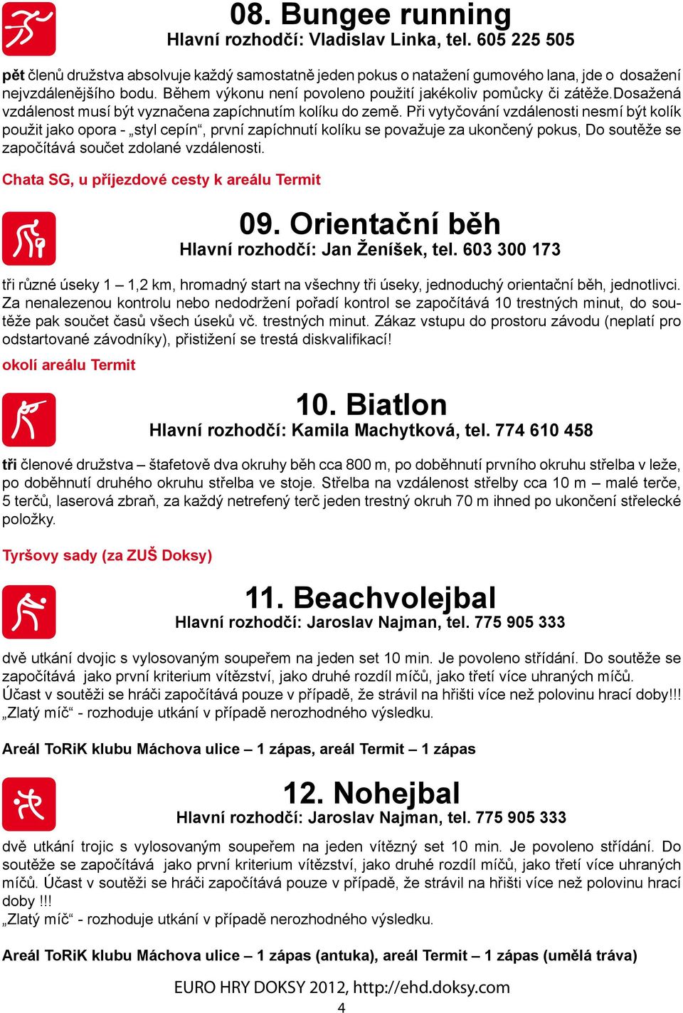 okolí areálu Termit 10. Biatlon Hlavní rozhodčí: Kamila Machytková, tel.