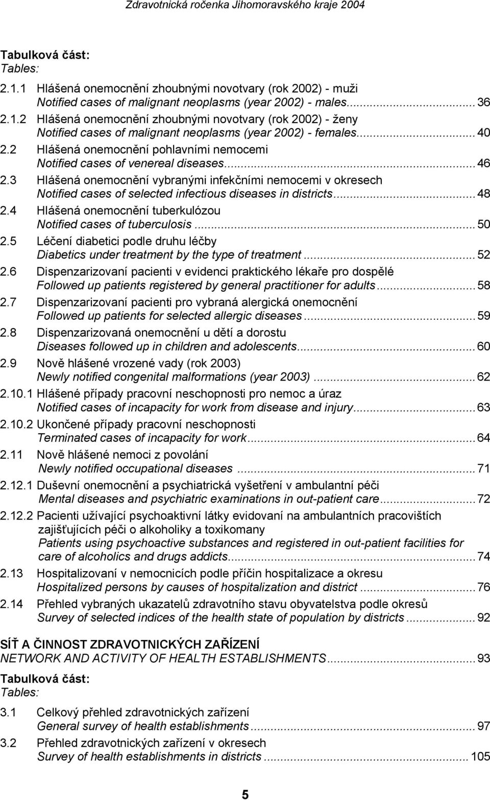 3 Hlášená onemocnění vybranými infekčními nemocemi v okresech Notified cases of selected infectious diseases in districts...48 2.4 Hlášená onemocnění tuberkulózou Notified cases of tuberculosis...50 2.