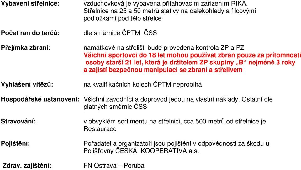 mohou používat zbraň pouze za přítomnosti osoby starší 21 let, která je držitelem ZP skupiny B nejméně 3 roky a zajistí bezpečnou manipulaci se zbraní a střelivem na kvalifikačních kolech ČPTM