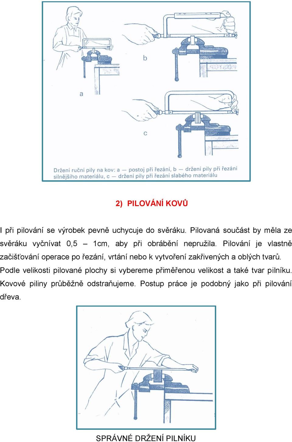 Pilování je vlastně začišťování operace po řezání, vrtání nebo k vytvoření zakřivených a oblých tvarů.