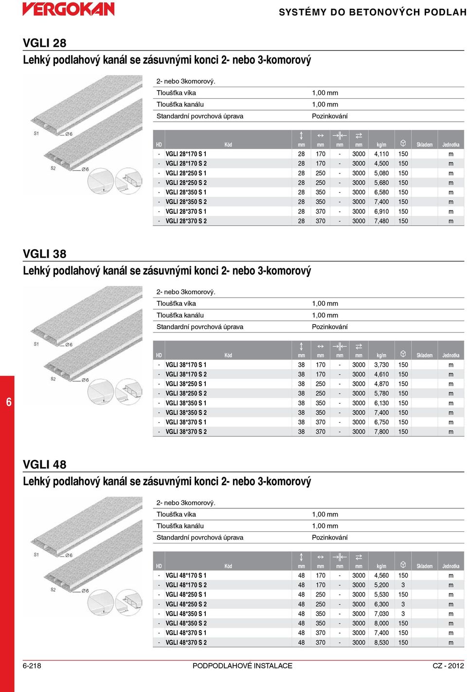 8*50 S 8 50-3000 5,80 150 m - VGLI 8*350 S 1 8 350-3000,580 150 m - VGLI 8*350 S 8 350-3000 7,400 150 m - VGLI 8*370 S 1 8 370-3000,910 150 m - VGLI 8*370 S 8 370-3000 7,480 150 m VGLI 38 Lehký