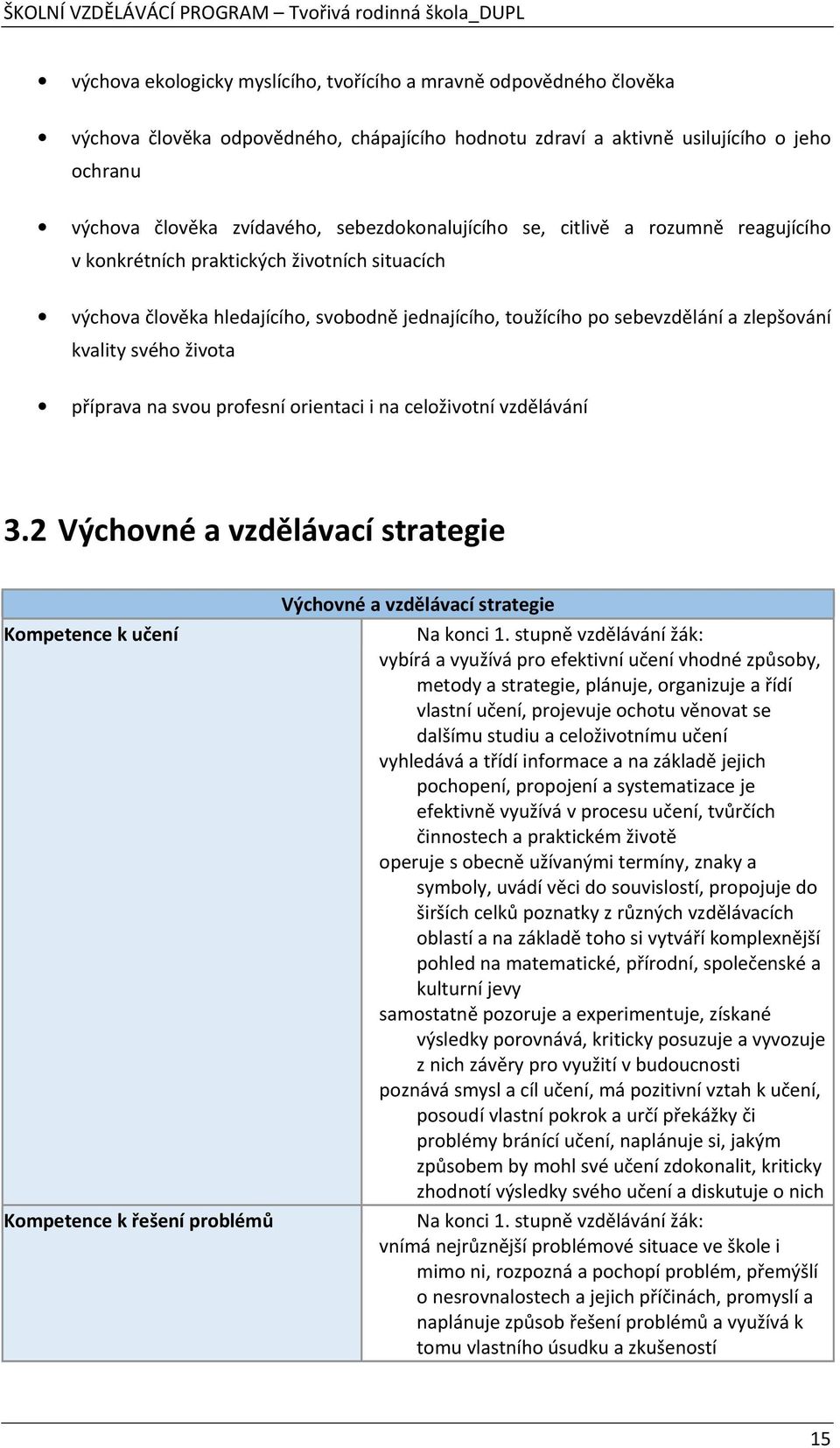 svého života příprava na svou profesní orientaci i na celoživotní vzdělávání 3.